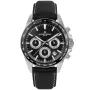 Jacques Lemans Liverpool 1-1877A Uhr mit Schwarz Zifferblatt und einem Gehäuse von 41 mm im Durchmesser und einem Lederarmband in Schwarz