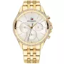 Tommy Hilfiger Ari 1781977 Uhr für Damen mit Silber Zifferblatt, das 38 mm im Durchmesser misst und mit einem Gold Metallarmband Uhrenarmband versehen ist