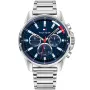 Tommy Hilfiger 1791788 Uhr mit Blau Zifferblatt und einem Gehäuse von 44 mm im Durchmesser und einem Metallarmband in Silber