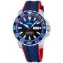 Festina Professional Diver Day Date F20662/1 Uhr mit Blau Zifferblatt und einem Gehäuse von 45 mm im Durchmesser und einem Gummi Armband in Blau, Rot