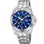 Festina Multifunction F20445/2 Uhr mit Blau Zifferblatt und einem Gehäuse von 43 mm im Durchmesser und einem Metallarmband in Silber