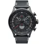 Avi-8 Hawker Hunter Avon Chronograph AV-4064-05 Uhr für Herren mit Schwarz Zifferblatt, das 45 mm im Durchmesser misst und mit einem Schwarz Lederarmband Uhrenarmband versehen ist