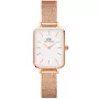 Daniel Wellington Quadro DW00100431 Uhr mit Weiß Zifferblatt und einem Gehäuse von 20 mm im Durchmesser und einem Netzarmband in Roségold