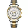 Bonvier Chronograph BV020 Uhr für Herren mit Silber Zifferblatt, das 43 mm im Durchmesser misst und mit einem Gold, Stahl Metallarmband, Zweifarbige Metallband Uhrenarmband versehen ist