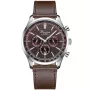 Bonvier Chronograph BV032 Uhr für Herren mit Rot Zifferblatt, das 43 mm im Durchmesser misst und mit einem Braun Lederarmband Uhrenarmband versehen ist