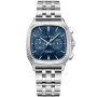 Carl Pique Carré Chrono CP0026 Uhr mit Blau Zifferblatt und einem Gehäuse von 39 mm im Durchmesser und einem Metallarmband in Silber