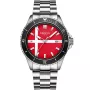 Dissing Diver Denmark D1500 Uhr mit Rot Zifferblatt und einem Gehäuse von 43 mm im Durchmesser und einem Metallarmband in Silber