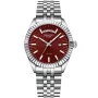 Dissing Day Date D1093 Uhr für Herren mit Rot Zifferblatt, das 41 mm im Durchmesser misst und mit einem Stahl Metallarmband Uhrenarmband versehen ist