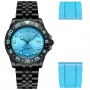 Dissing Diver GMT D1485 Uhr mit Blau Zifferblatt und einem Gehäuse von 42 mm im Durchmesser und einem Metallarmband in Schwarz