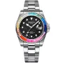 Dissing Diver Rainbow D1096 Uhr für Herren mit Schwarz Zifferblatt, das 43 mm im Durchmesser misst und mit einem Stahl Metallarmband Uhrenarmband versehen ist