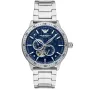 Emporio Armani Mario AR60052 Uhr für Herren mit Blau Zifferblatt, das 43 mm im Durchmesser misst und mit einem Stahl Metallarmband Uhrenarmband versehen ist