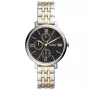 Fossil Jacqueline ES5143 Uhr für Damen mit Schwarz Zifferblatt, das 38 mm im Durchmesser misst und mit einem Gold, Stahl Metallarmband, Zweifarbige Metallband Uhrenarmband versehen ist