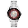 Fossil Neutra Automatic ME3209 Uhr mit Rot Zifferblatt und einem Gehäuse von 44 mm im Durchmesser und einem Metallarmband in Silber