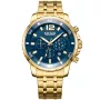 Megir Optic 2068G-02 Uhr mit Blau Zifferblatt und einem Gehäuse von 45 mm im Durchmesser und einem Metallarmband in Gold