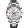 Megir Mini Focus MF0187G-2 Silber Uhr für Herren mit Silber Zifferblatt, das 44 mm im Durchmesser misst und mit einem Stahl Metallarmband Uhrenarmband versehen ist
