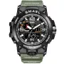 SMAEL Military KXD0600 Uhr mit Schwarz Zifferblatt und einem Gehäuse von 51 mm im Durchmesser und einem Gummi Armband in Grün