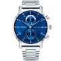 Tommy Hilfiger Kane 1710401 Uhr für Herren mit Blau Zifferblatt, das 44 mm im Durchmesser misst und mit einem Stahl Metallarmband Uhrenarmband versehen ist