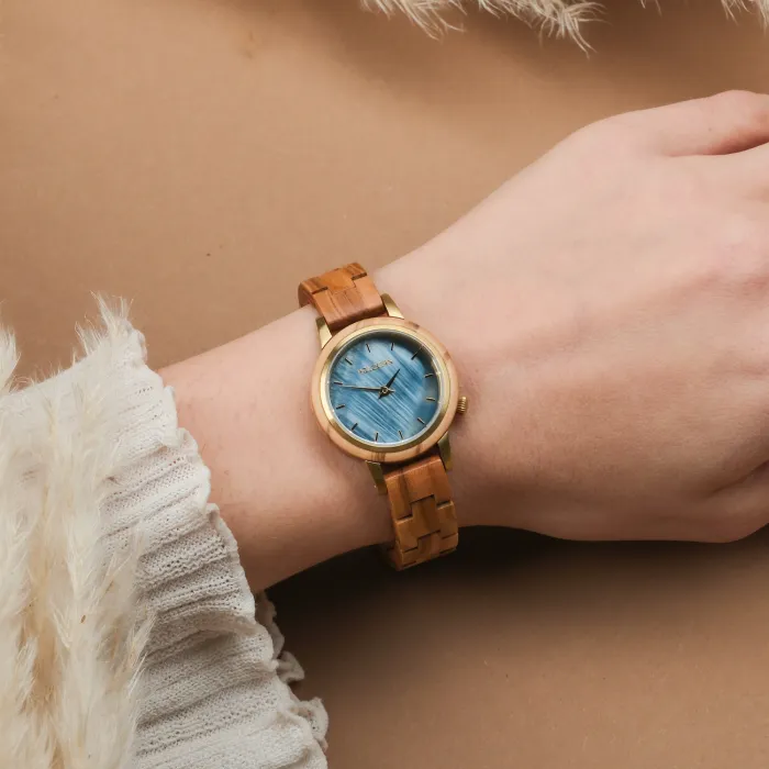 Kaliya Holzkern Damenuhr Gold Perlmutt Holzkern Antrim