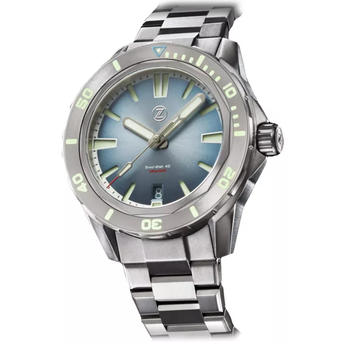 Zelos Swordfish 40mm TI Slate Blue Z-024 - Ditur