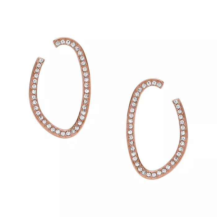 Skagen Damen-Ohrstecker & Collier Aus Edelstahl Mit Zirkonia – Roségold, 65 Cm