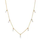 Sif Jakobs Princess Baguette Halskette Silber Vergoldet SJ-C1074-CZ-YG