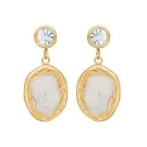Velara Costa Pearl & Crystal Drops Ohrringe Edelstahl Vergoldet VLR1005